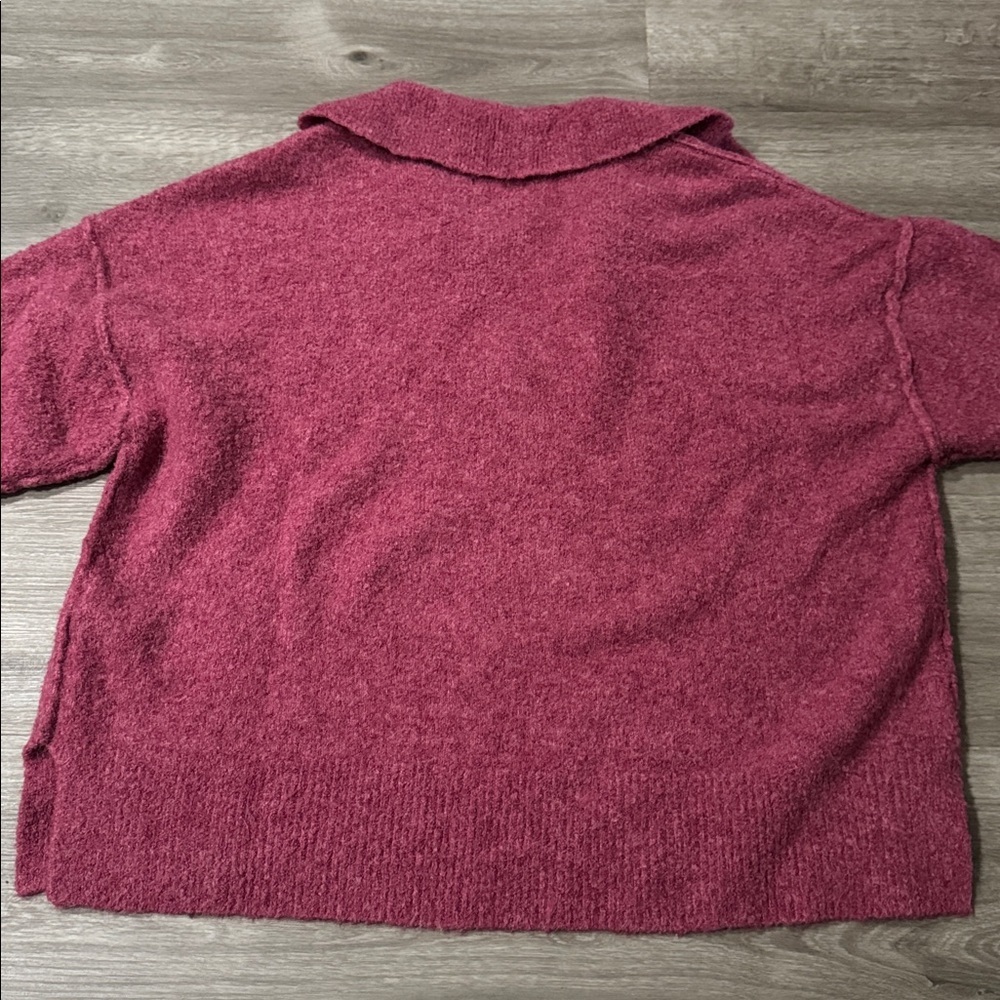 Abercrombie & Fitch Pullover Polo Collar Sweater Magenta - Picture 3 of 8